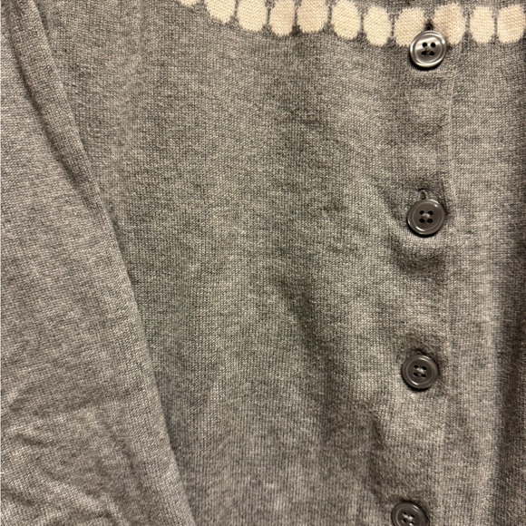 Talbots Gray Cardigan with Multicolor Yoke - Picture 3 of 7